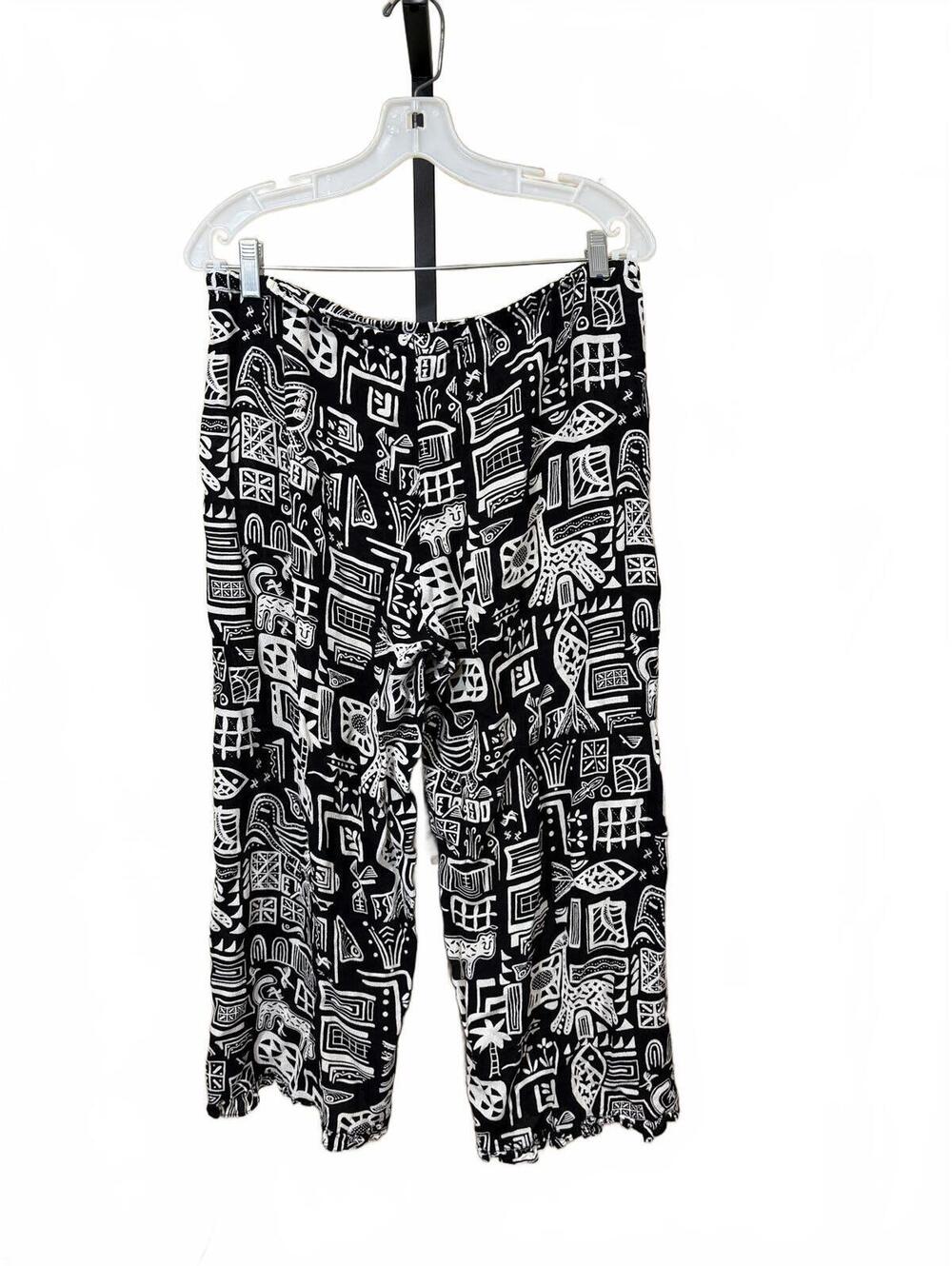 Chico's Design Black and White Patterned Wide Leg Pants Capri